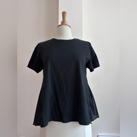 K.T KIYOKO TAKASE Black Tee with Zip Side Pleat Size Small